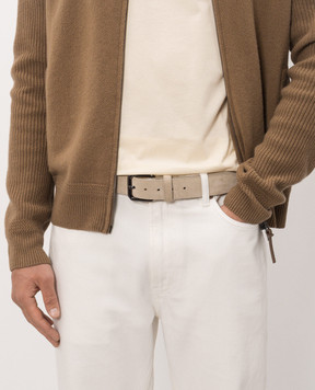 Peserico Beige suede belt with logo engraving R72040C0CC930