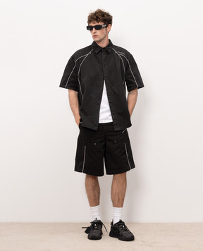 Off-White Black denim shorts with contrast logo 44XCS006S26F001
