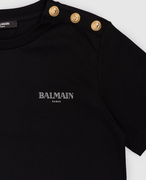 Balmain Children's black T-shirt with logo print BY8Q21Z36721214