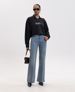 Off-White Black sweatshirt with polo collar 2FE00633T