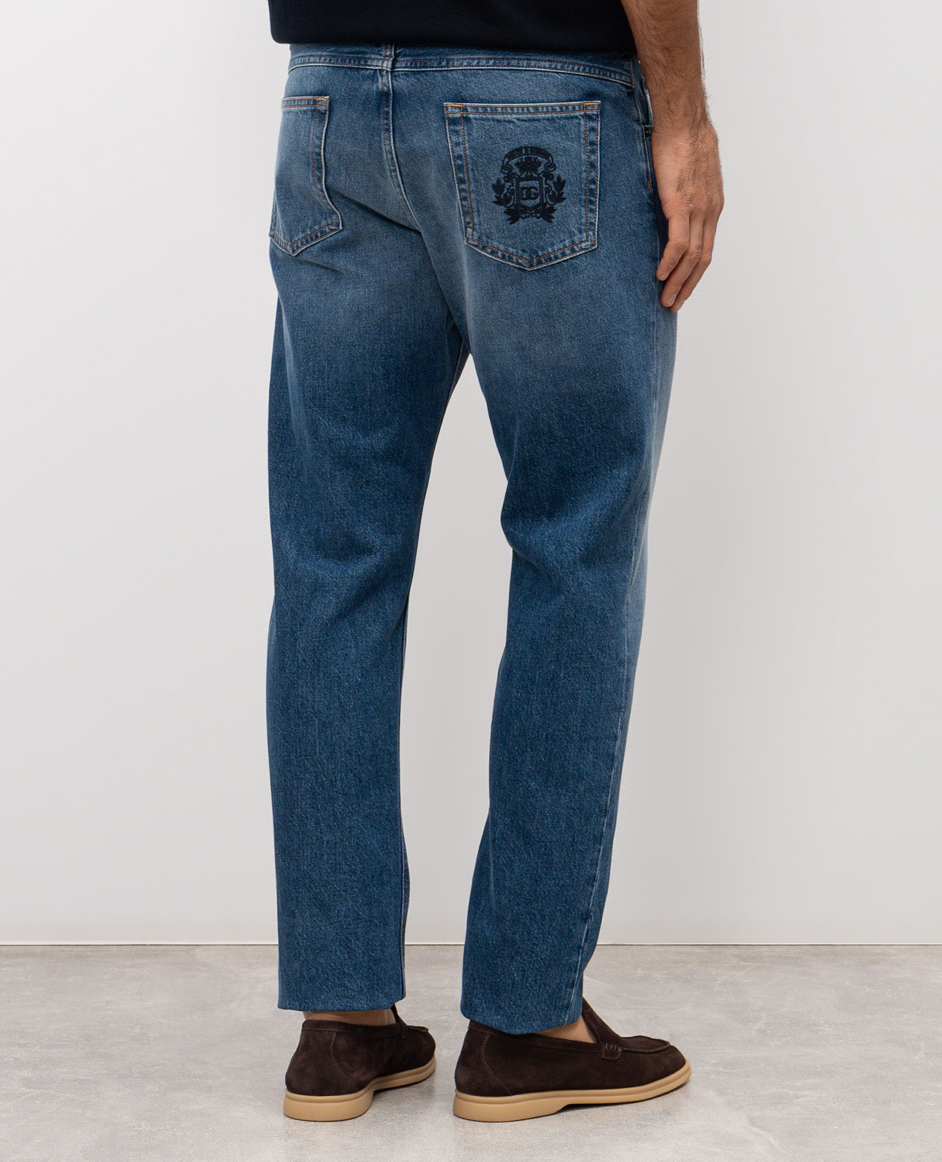 

Blue jeans with embroidered monogram logo Dolce&Gabbana