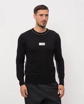 Maison Margiela MM6 Black sweater with inside-out wool SH0HL0017M13037