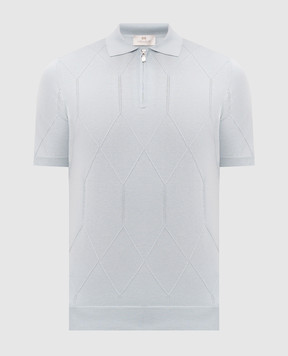Enrico Mandelli Blue polo shirt with geometric pattern 3K007A5645
