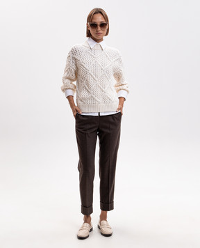 Peserico Brown wool and cashmere pants A04753D03358