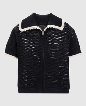 Juun.j Blue openwork cardigan with logo pattern JW655AW02R