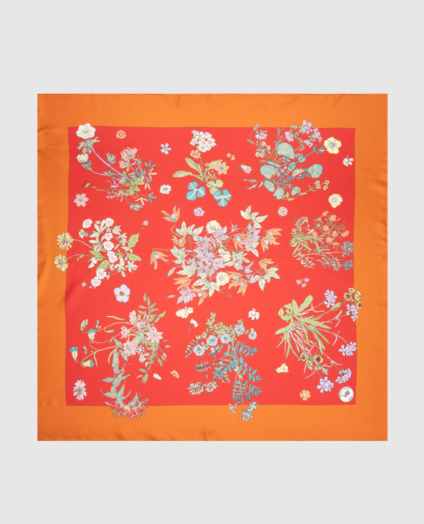 Red silk scarf with branded print
