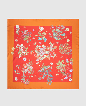 MANTERO 1902 Red silk scarf with branded print 0904F0030G59084