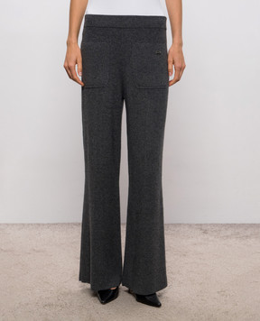 Victoria Beckham Dark gray Alina wool and cashmere pants 1426KTR007703A