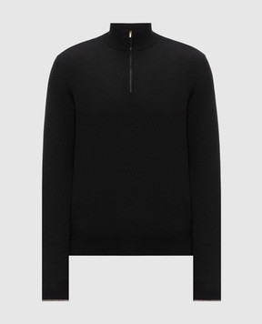 Peserico Black wool and cashmere jumper with zipper R59531F129V470