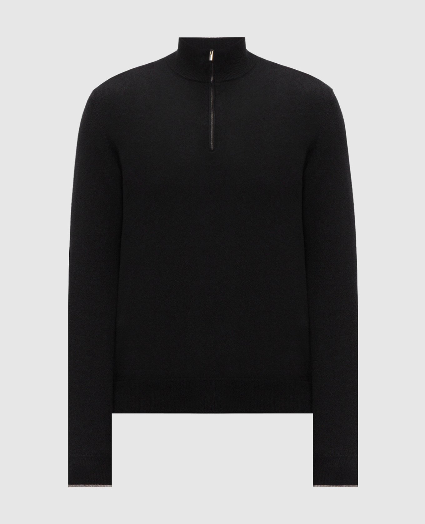 Black wool and cashmere jumper with zipper