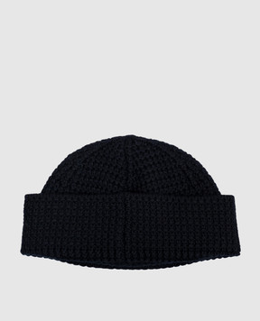 Dolce&Gabbana Blue wool beanie hat with logo patch GX46KTJDVLP