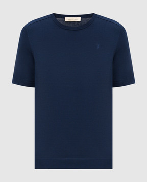 Trussardi Blue silk T-shirt with embroidered emblem M0618000066NMK617K00