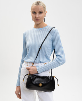 Versace Black leather satchel bag with textured emblem 10243201A17449