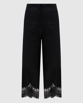 Twinset Black linen pants with lace 261TT2184