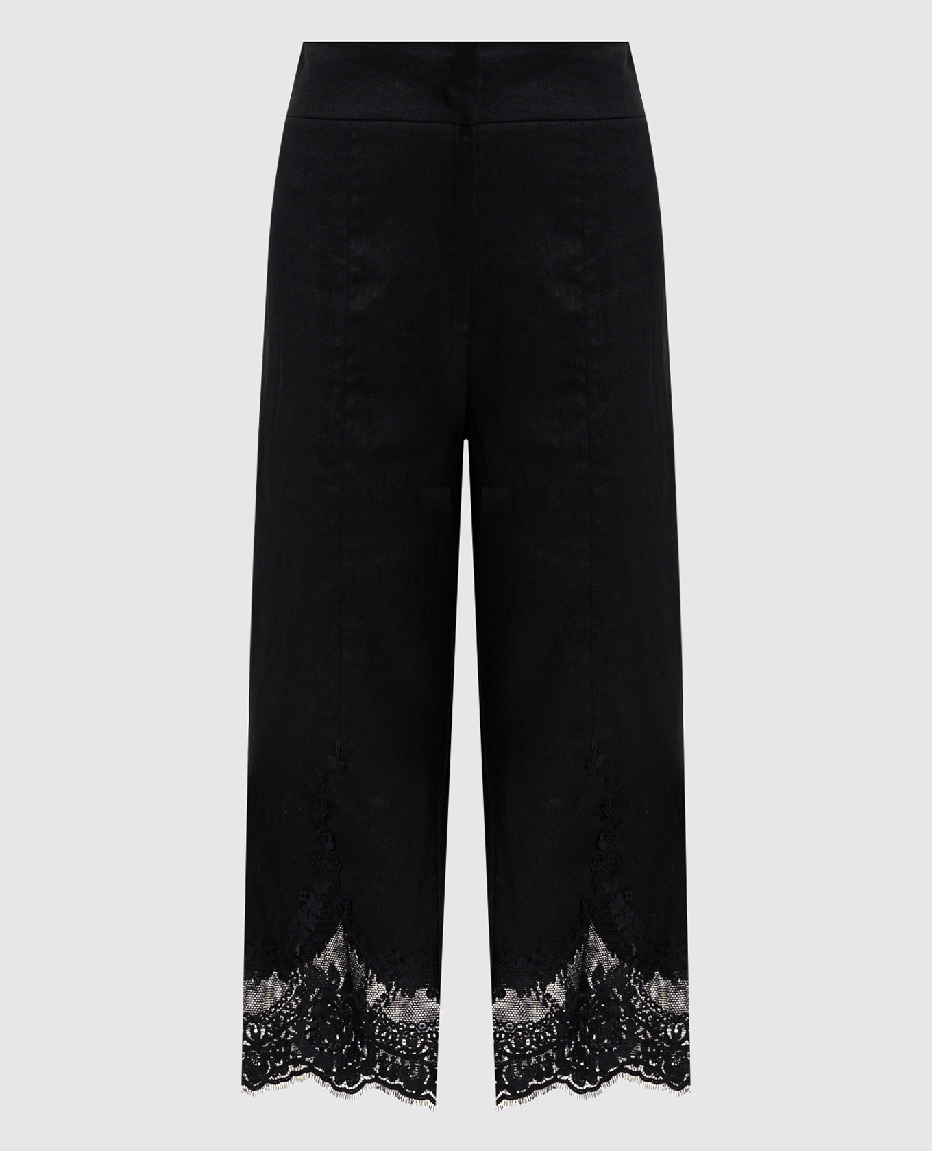 Black linen pants with lace