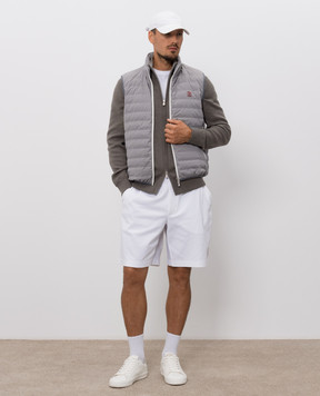 Brunello Cucinelli Grey cashmere sports jacket with embroidered emblem M2219206G