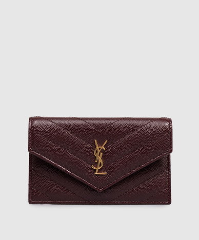 Burgundy leather wallet with quilting
