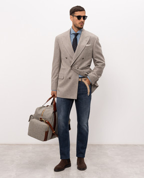Brunello Cucinelli Blue jeans with a distressed effect and emblem M283PD3210