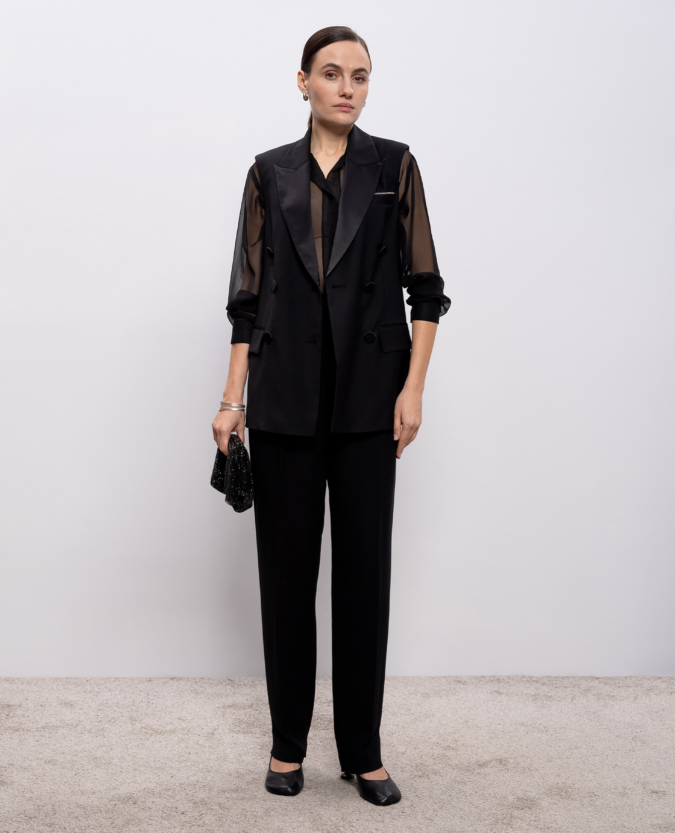 

Black double-breasted wool vest Peserico