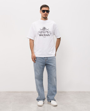 Balmain White T-shirt with print HH1EG275BD65
