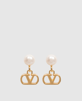 Valentino Gold earrings with VLogo emblem 8W2J0X81DHC