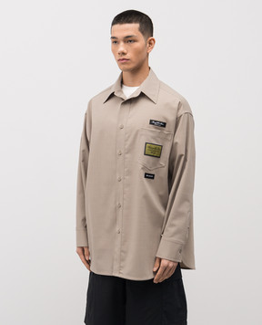 Maison Margiela MM6 Beige wool shirt with branded patches SH0DT0040M35733