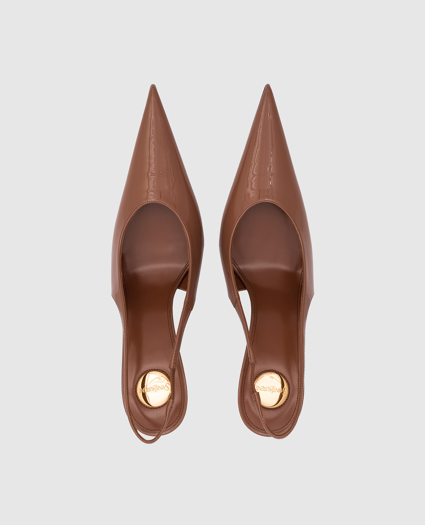 GUERMATES brown patent leather slingbacks Saint Laurent 4