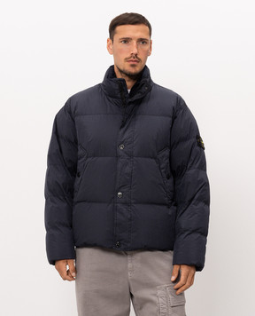 Stone Island Blue down jacket with logo patch L2S154100109S0A23