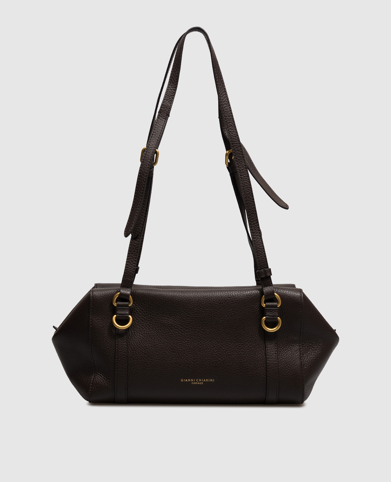 Brown leather tote bag TERRY