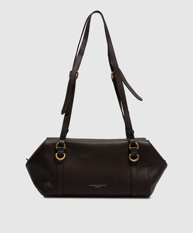 Brown leather tote bag TERRY