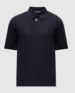 Dolce&Gabbana Blue patterned silk polo shirt GXZ02ZJBSOF
