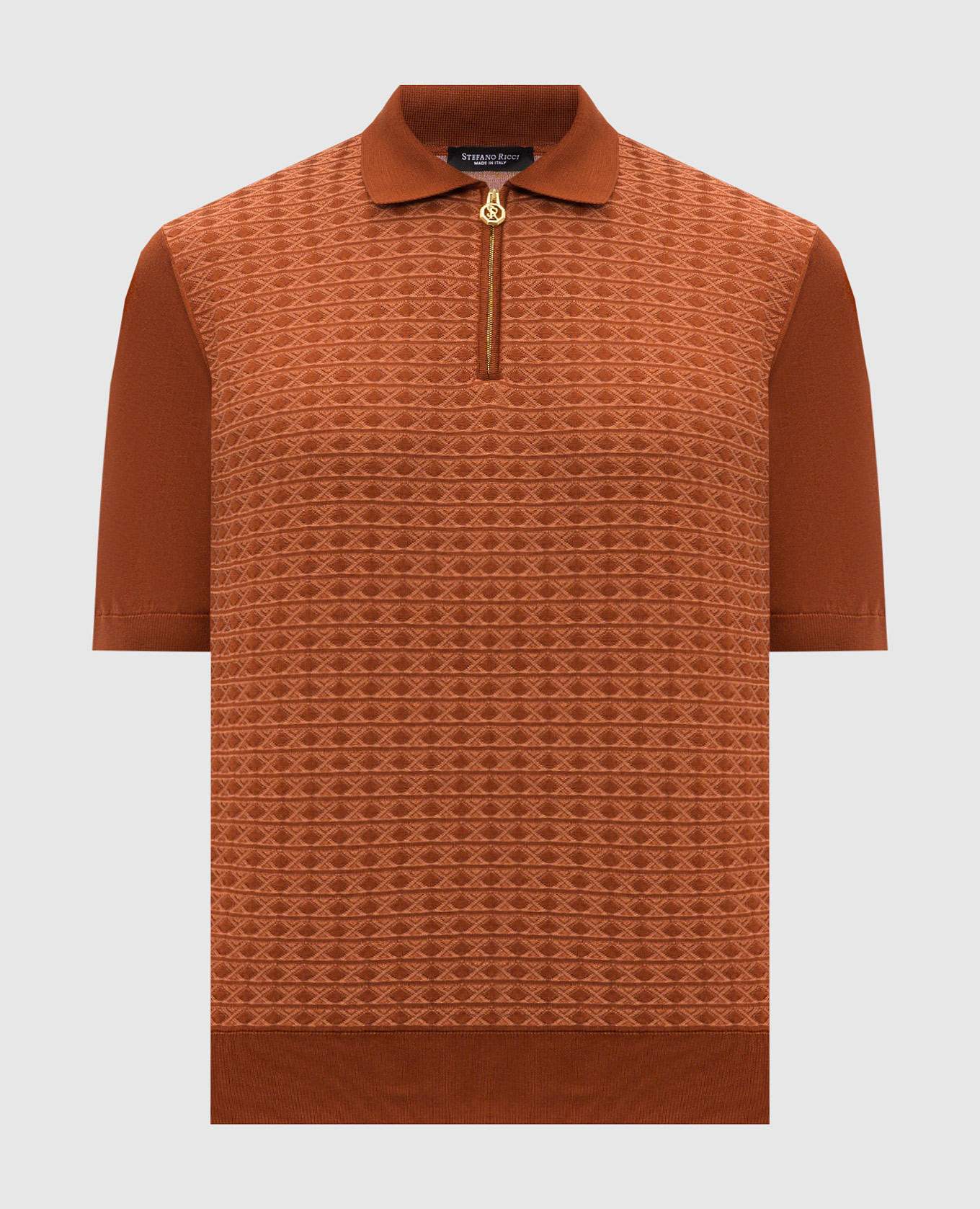 Brown silk polo shirt