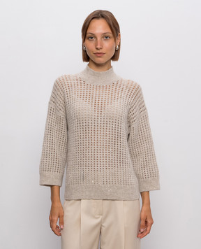 Peserico Beige wool sweater with sequins A99245F05G9100