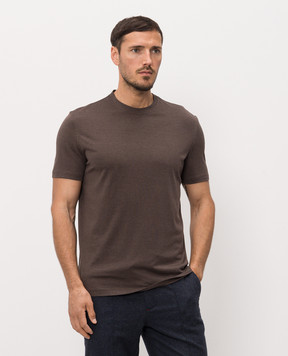 ISAIA Brown silk t-shirt MCI154JP001