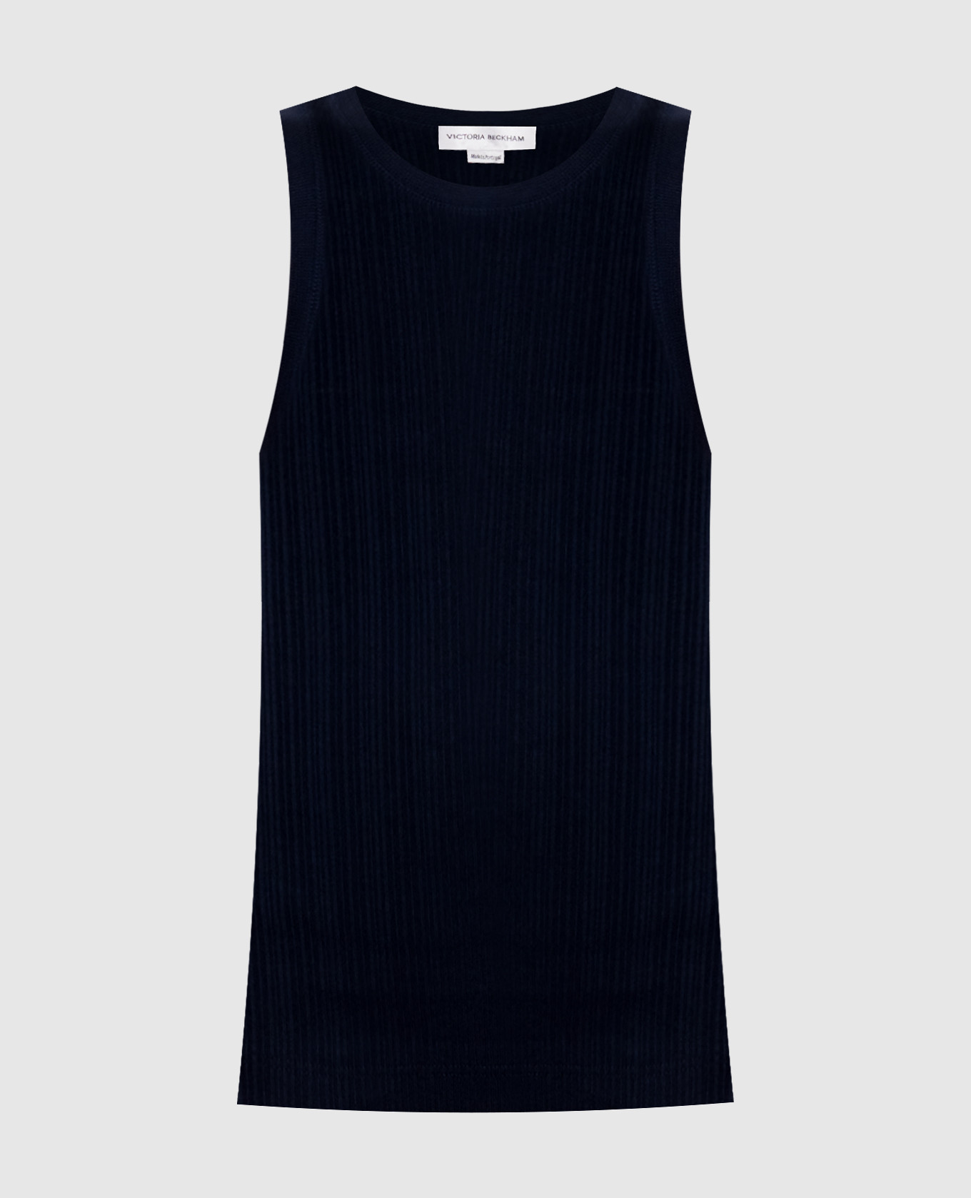 Blue ribbed top with monogram