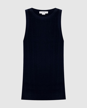 Victoria Beckham Blue ribbed top with monogram 1126JTP007081A