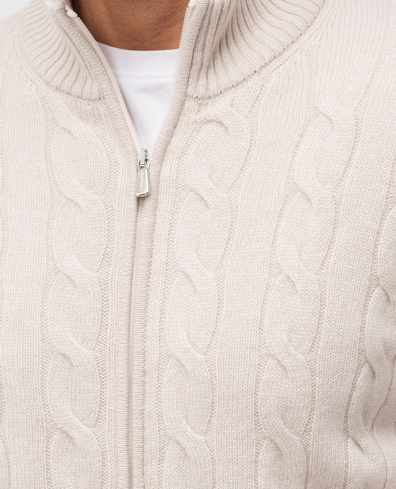 

Beige cashmere cardigan with a textured pattern Enrico Mandelli