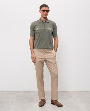Stefano Ricci Green silk polo with logo patch K818119P31F26285