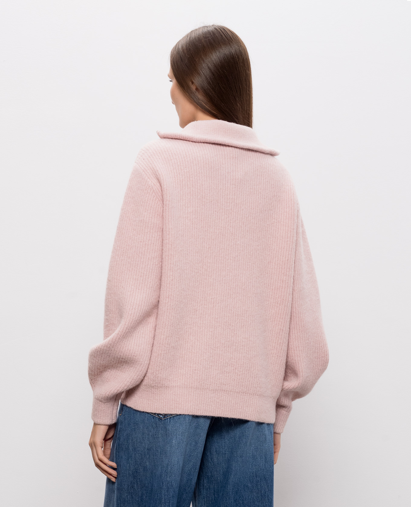 Pink wool sweater with zipper Twinset 4