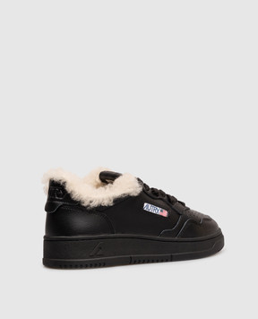 AUTRY Medalist black leather sneakers with fur trim AUXWWU01