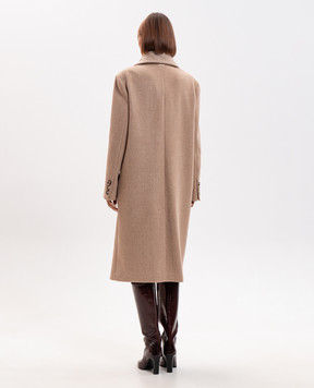 Twinset Beige double-breasted coat with wool 262LI2DBB