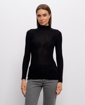 Jil Sander Black ribbed cashmere and silk turtleneck J02GP0270J13289