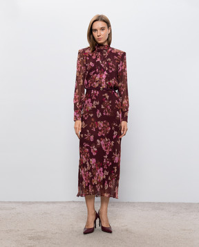 Nissa Burgundy dress with floral print RC16820