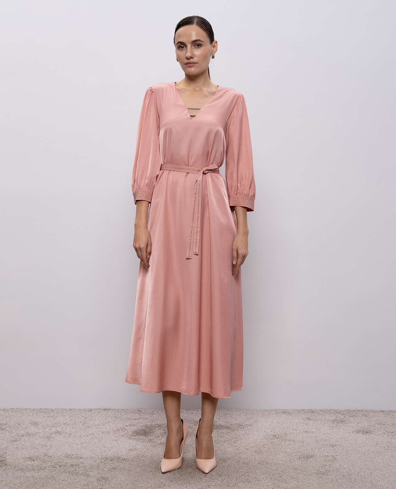 Pink midi dress with monil chain Peserico 2