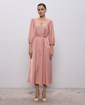 Peserico Pink midi dress with monil chain E02265A06644