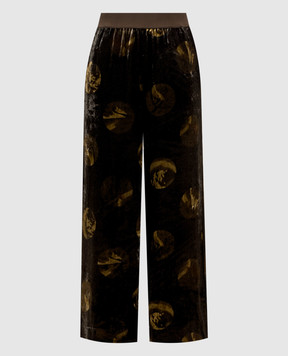 UMA WANG Khaki velvet pants with silk UW3011