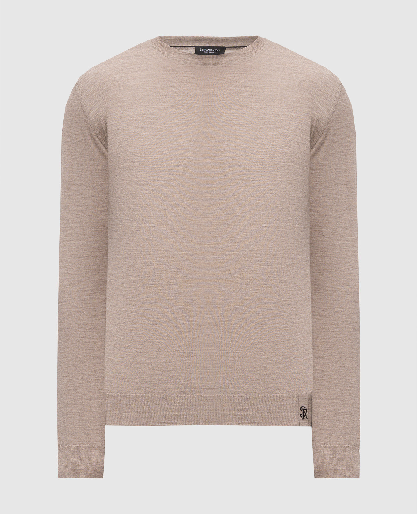 Beige wool, silk and cashmere jumper