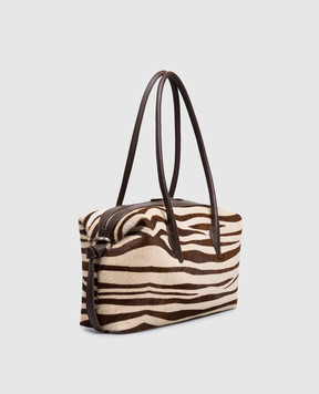 YUZEFI Beige Brioche leather bag in animal print BRIOCHEDUFFLEPONY
