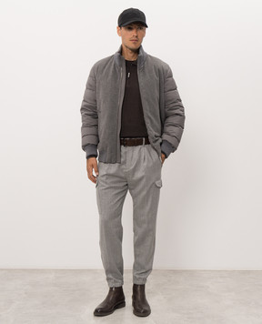 Bertolo Cashmere Brown silk and wool zip-up polo shirt 90263600258758