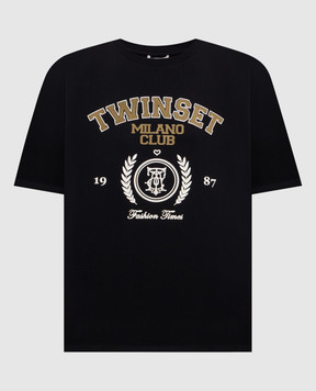 Twinset Black T-shirt with print 262LI2GFF
